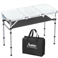 Folding Camping Table with Storage Net, 3 Adjustable Height, Pure Black J387173
