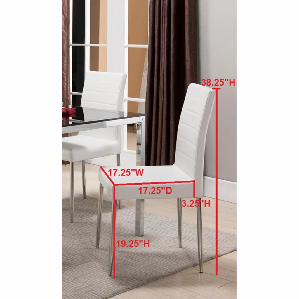 White & Chrome Side Chairs Set of 4 Q48241