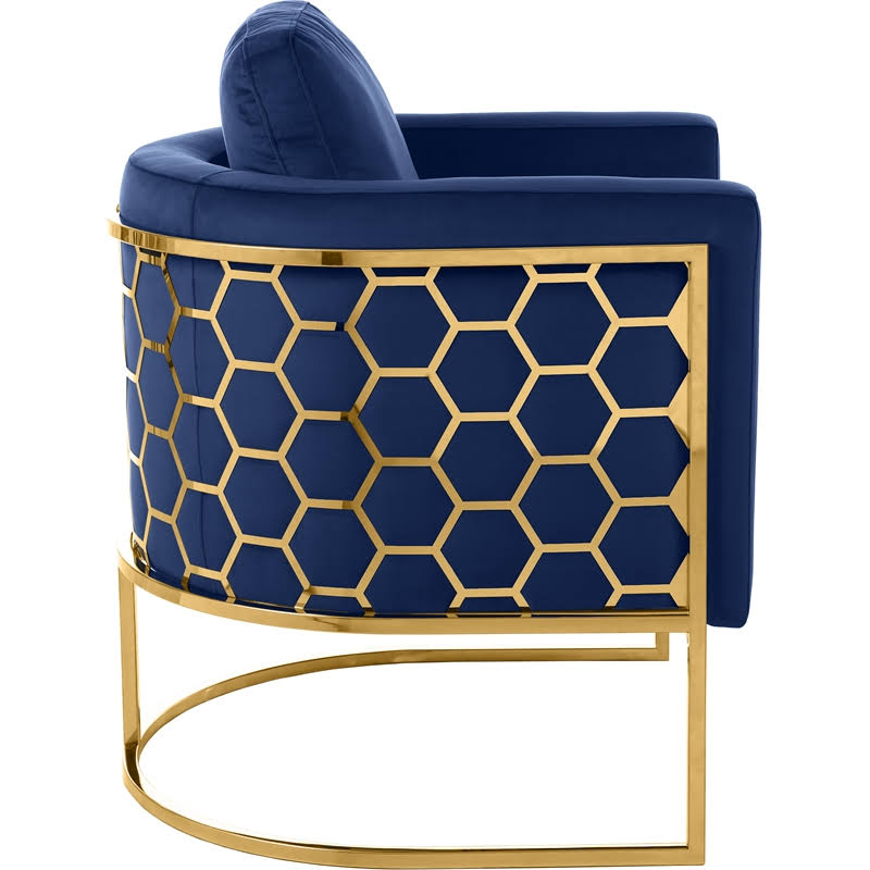 Navy Velvet Gold Chair F723