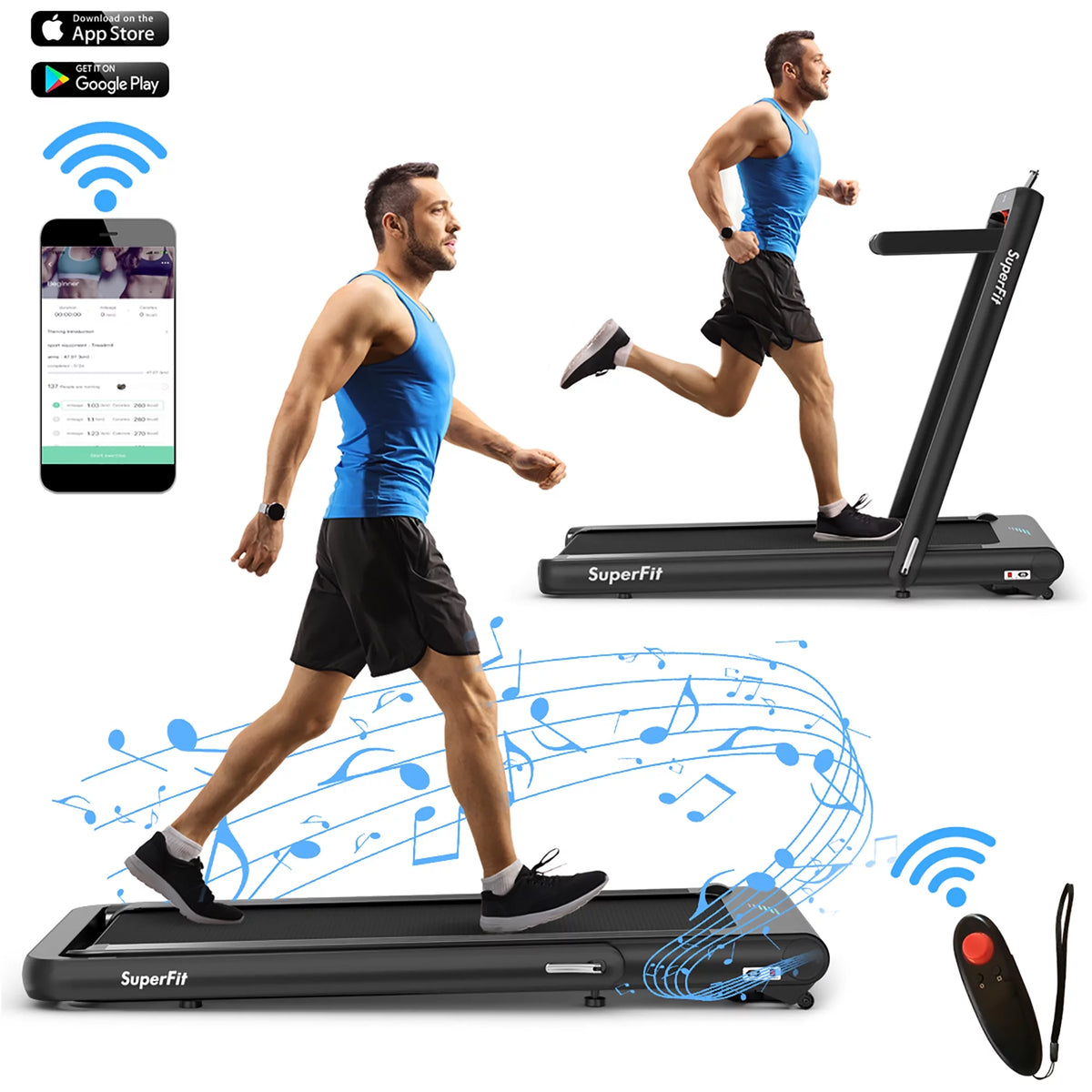 4.75HP 2 In 1 Folding Treadmill White Z79504