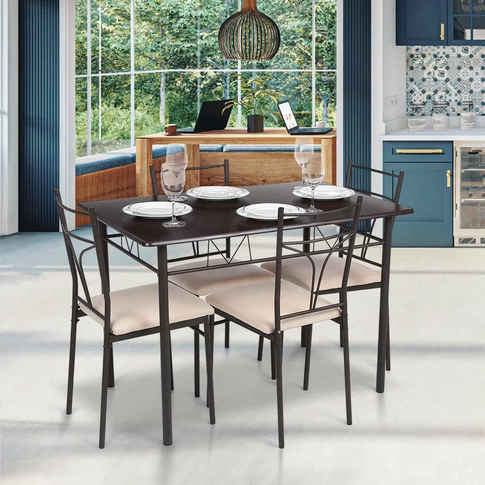 5-Piece Wood & Metal Dining Set M517