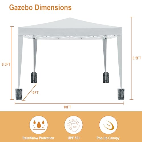 10x20 White Pop Up Canopy Tent with 6 Sidewalls G593