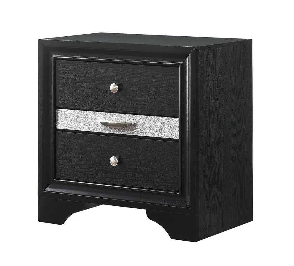 Black 5pc King Size Storage Bed Dresser Mirror Nightstand Set E729