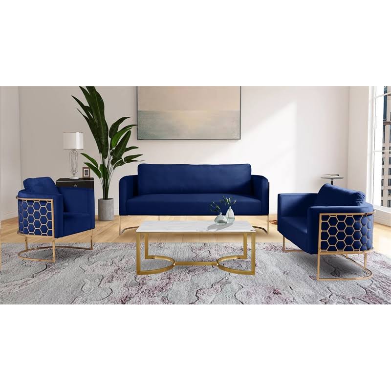 Navy Velvet Gold Chair F723