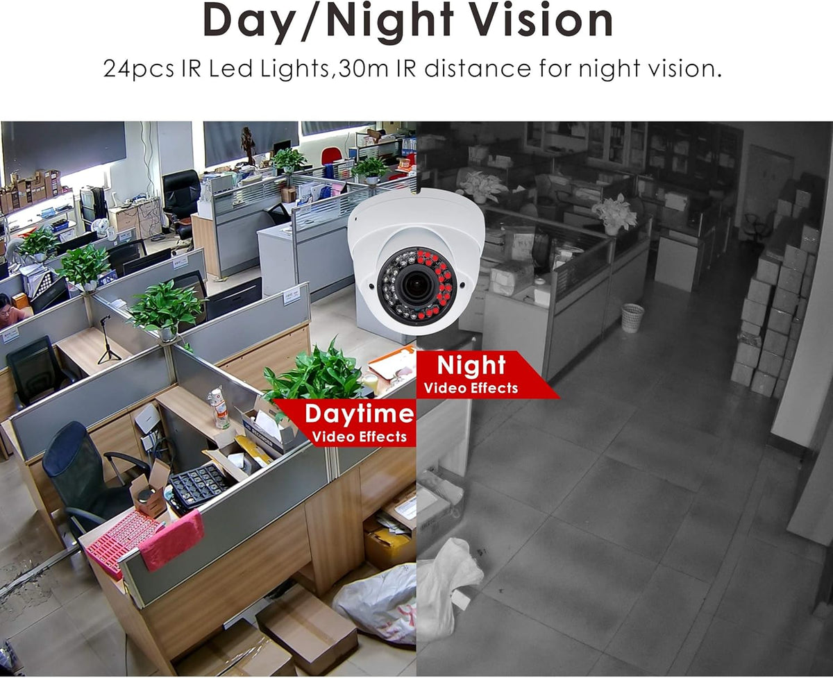 5MP 4MP Dome Security Camera 4in1 TVI/CVI/AHD/960H 2.8-12mm Varifocal Lens Waterproof White A305