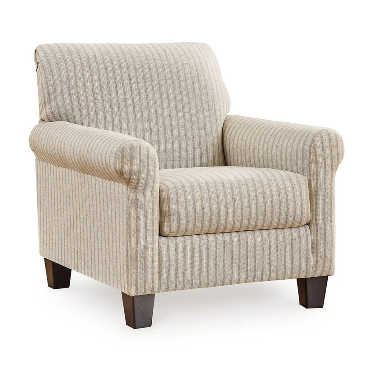Striped Pattern Sandstone Beige Polyester Accent Armchair V544964