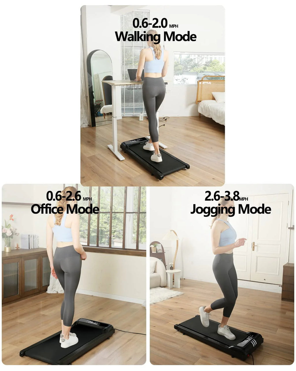 2 in 1 Under Desk Treadmill, 2.5HP Quiet Portable Treadmill, Black S883493
