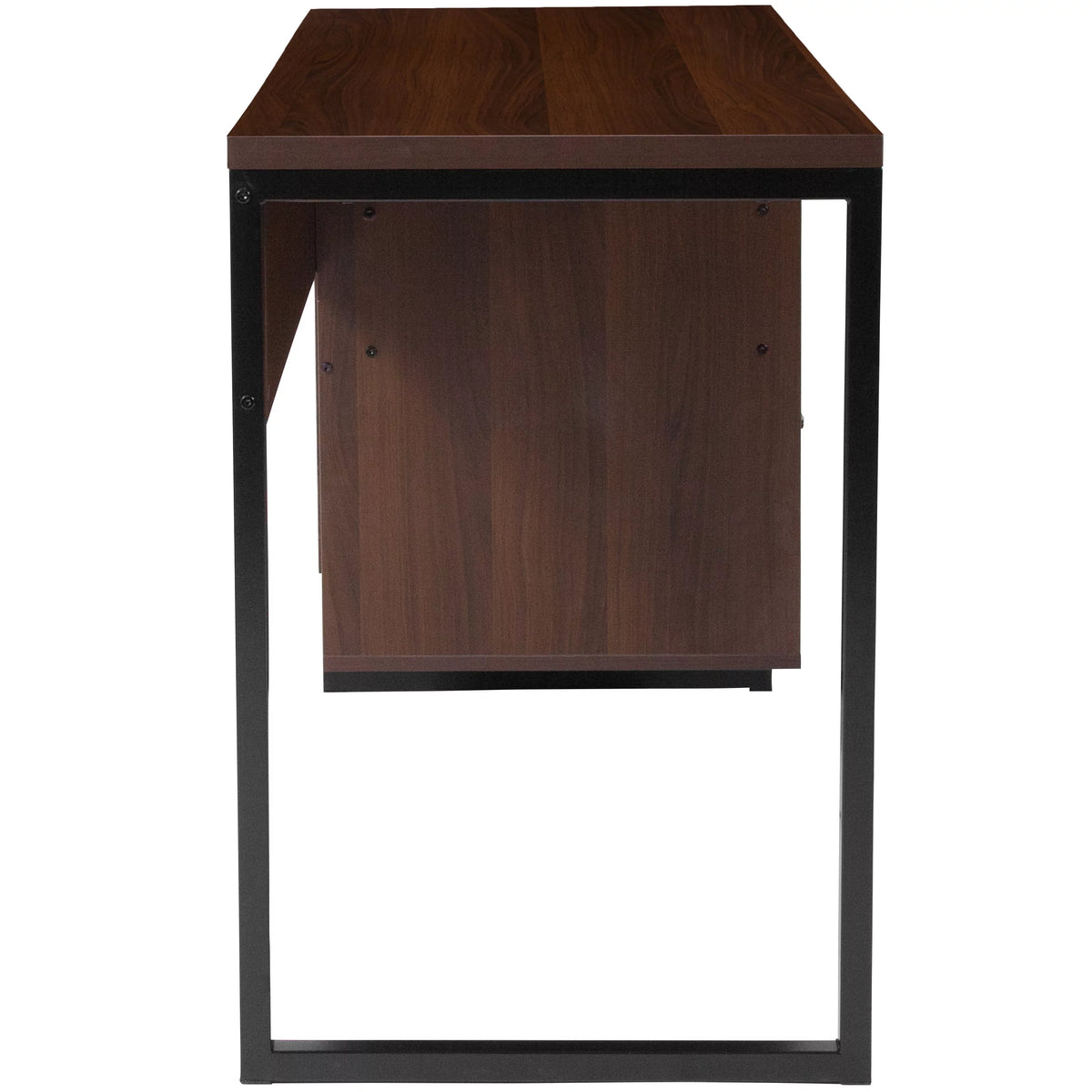Rustic Coffee Wood Grain Computer Desk with Metal Frame R8415