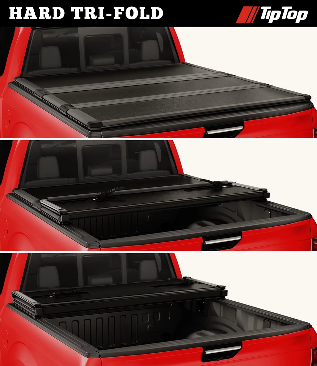 Tri-Fold Hard Tonneau Cover Truck Bed FRP 6.5ft Bed V74082