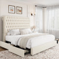 Queen Size Storage Bed with Tall Headboard and Drawers R838