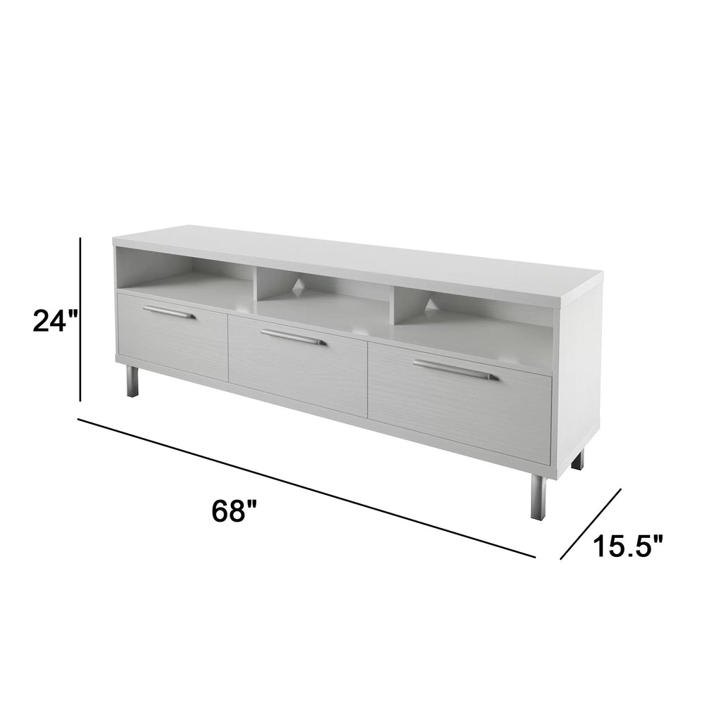 White Contemporary TV Stand with 3 Storage Drawers U878