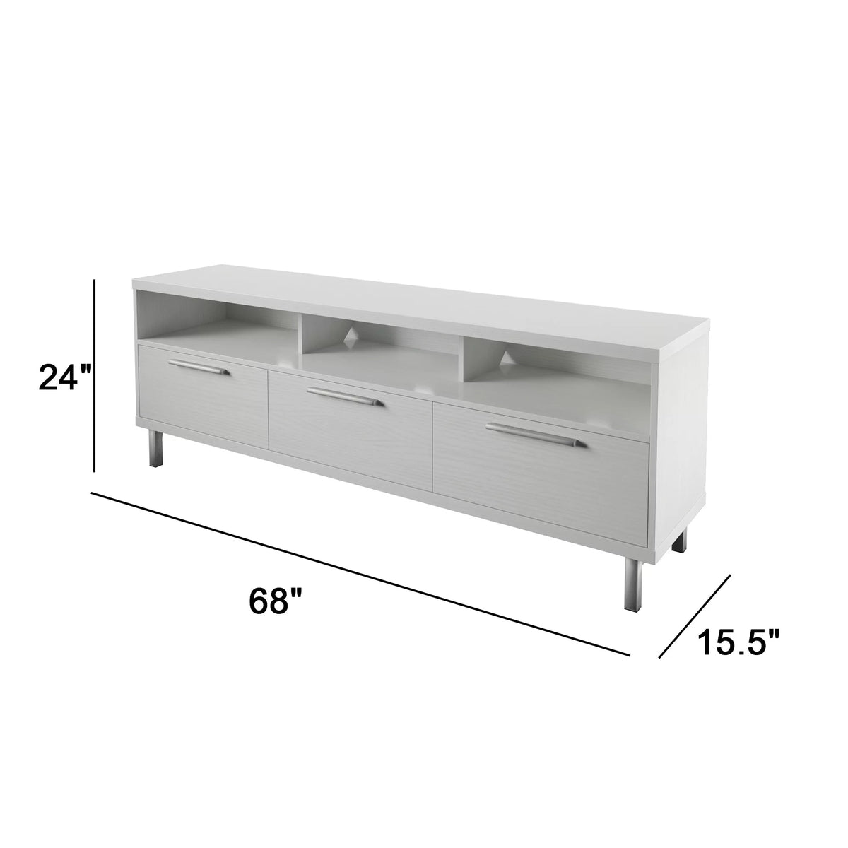 White Contemporary TV Stand with 3 Storage Drawers U878