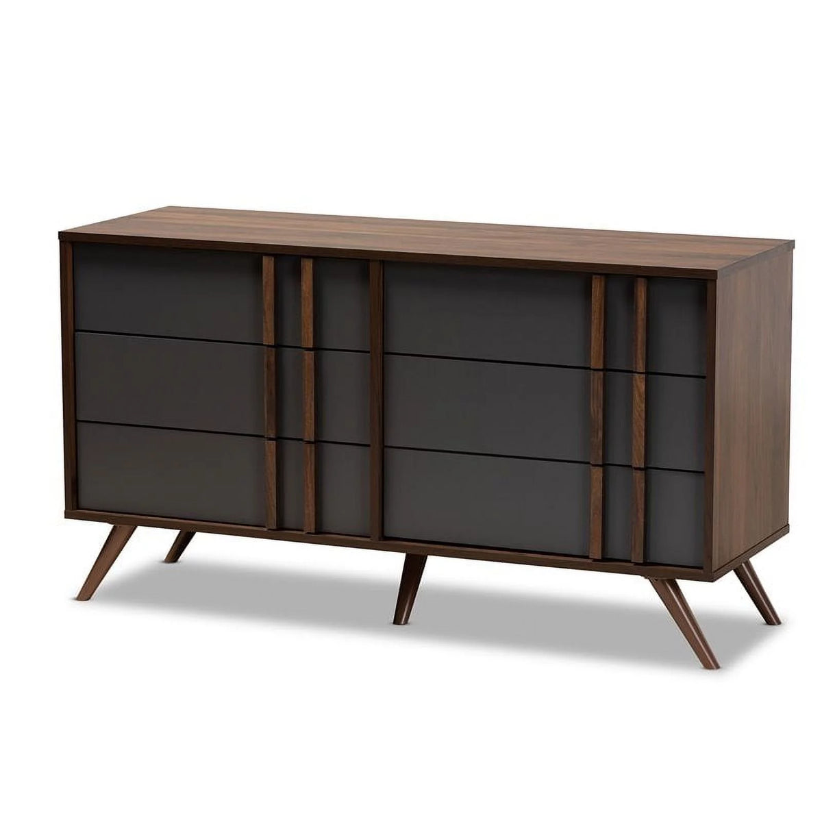Gray Walnut 6-Drawer Wood Dresser U905146
