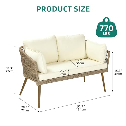 3-Piece Outdoor Wicker Patio Conversation Bistro Set with Table & Cushions B221567