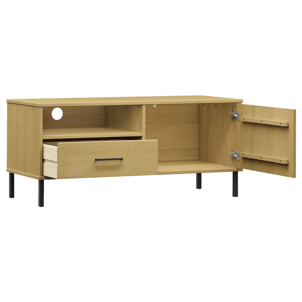 Pine Wood TV Cabinet with Storage Drawer, Door and Shelf F891725