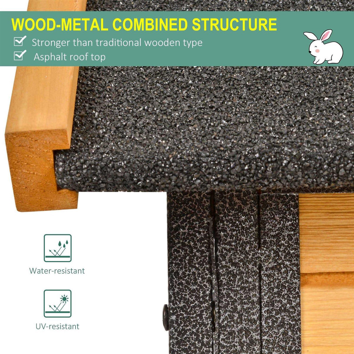 Elevated Wood-metal Pet House with Slide-Out Tray Q2892