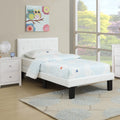 White Faux Leather Upholstered Twin Size Bed with Tufted Headboard L9148