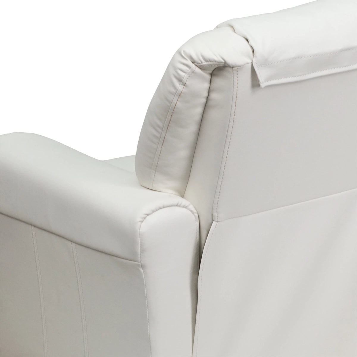 White Vinyl Kids Recliner with Cup Holder D584375