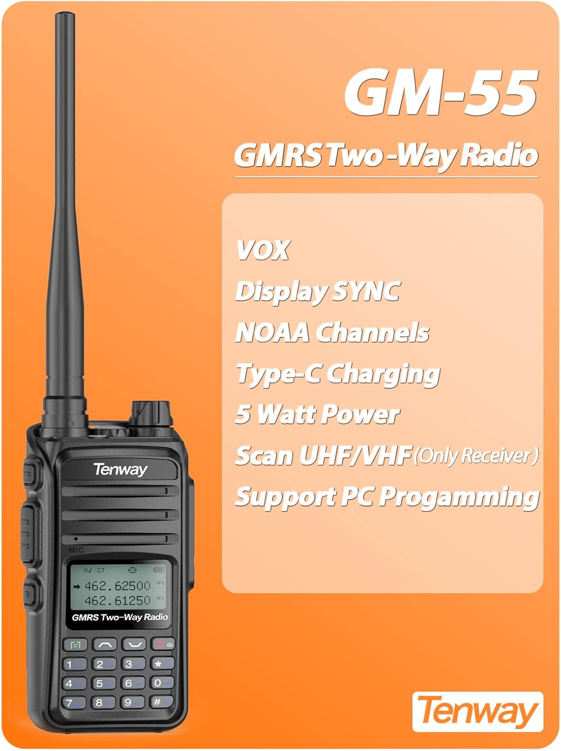 5W Long Range Two Way Radio with NOAA Scanning & Receiving Pack of 2 H1123
