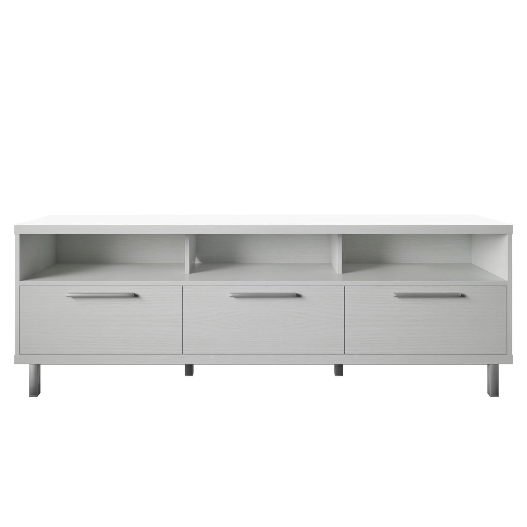 White Contemporary TV Stand with 3 Storage Drawers U878