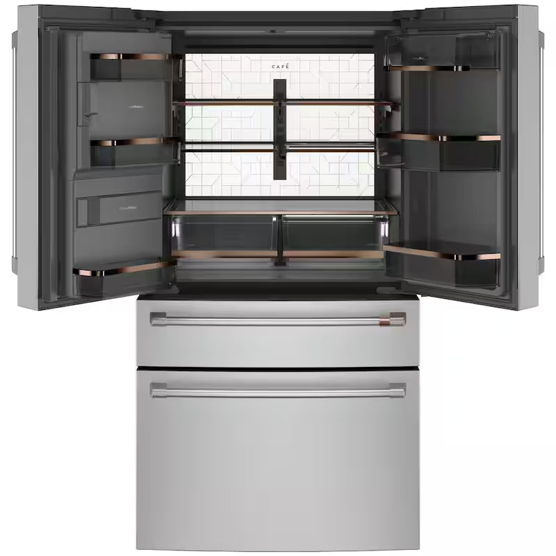 4 Door French Door Refrigerator with Convertible Middle Drawer Stainless Steel Y954