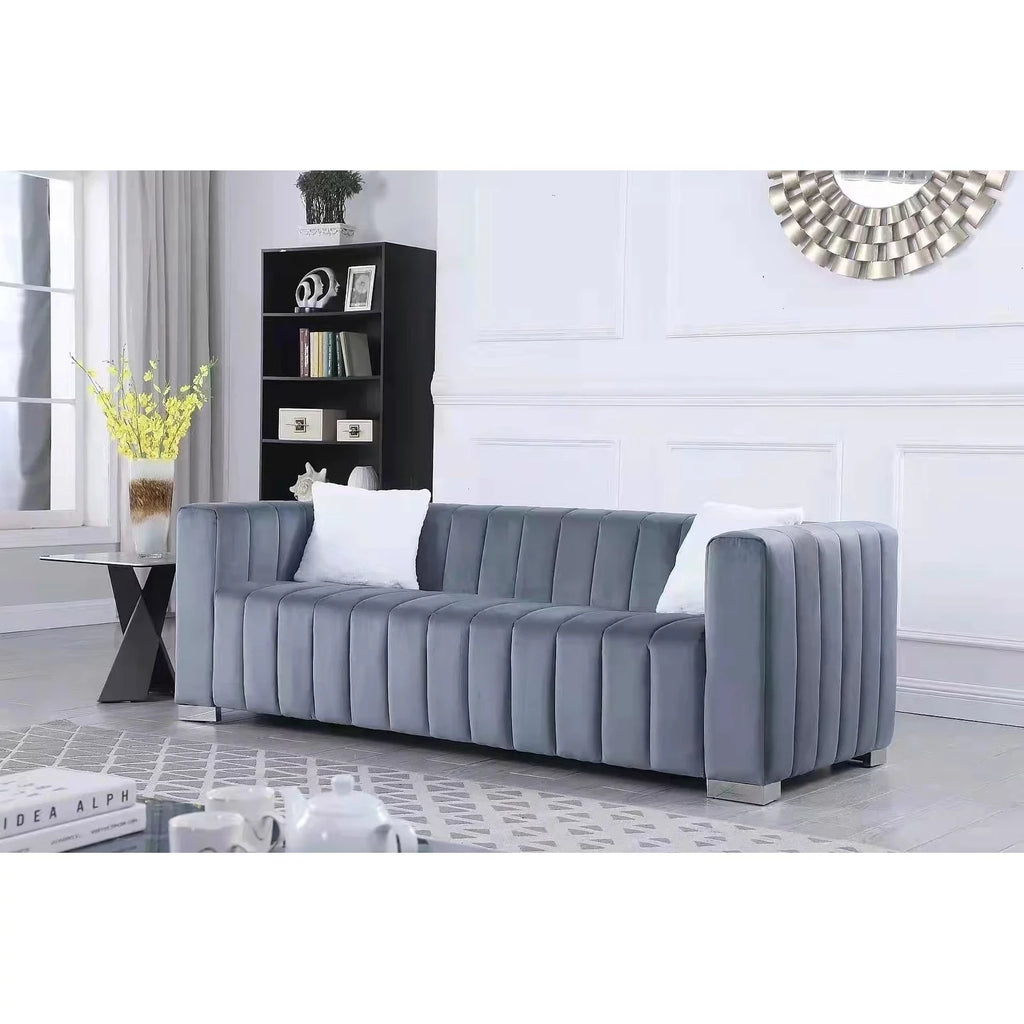 Navy Blue Velvet 2-Seat Sofa W118