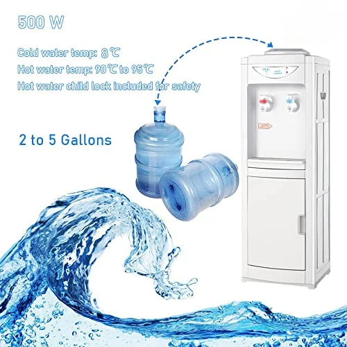 Top Loading Hot & Cold Water Cooler Dispenser with Storage Cabinet, White W6032