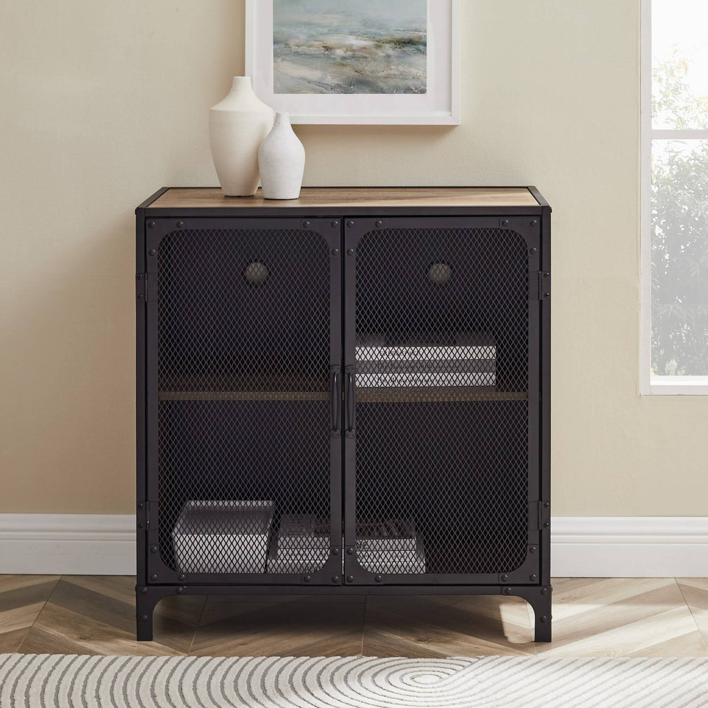 30x22 Rustic Oak Accent Cabinet with Mesh F391778