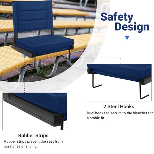 Portable Bleacher Seats with Back Support and Padded Cushion U21238