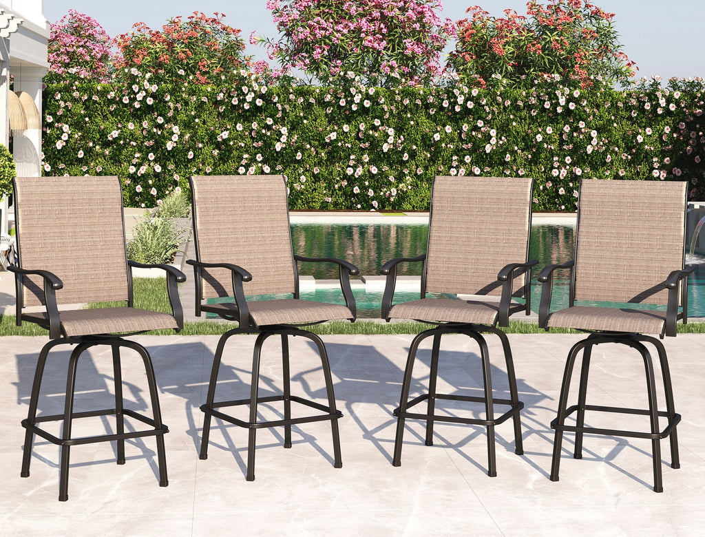 2 Pcs Outdoor Swivel Metal Bar Stools C58867