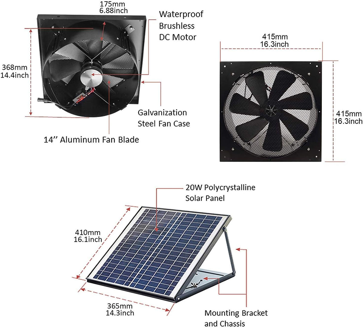 Solar Powered Exhaust Fan with Thermostat X675192