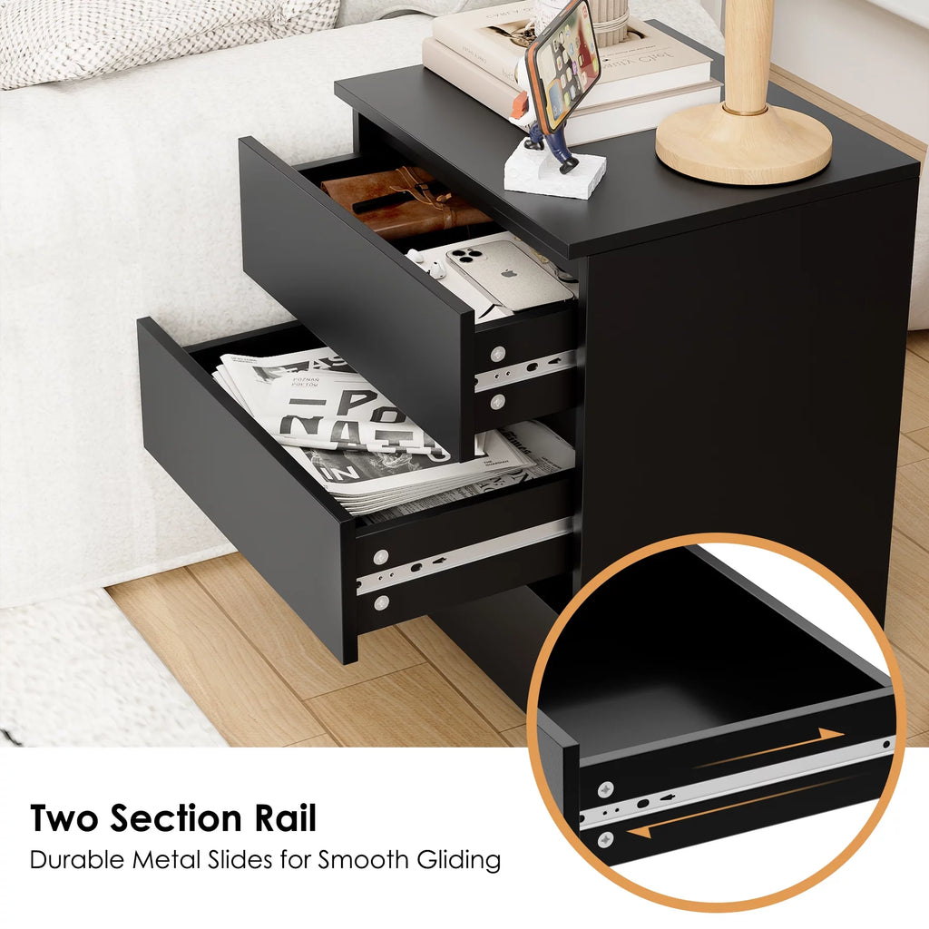 Black 3 Drawer Nightstand Set of 2 G708