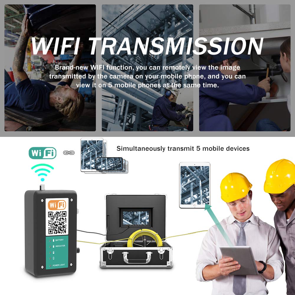 65ft WiFi Waterproof IP68 HD 1080P Sewer Camera N755266