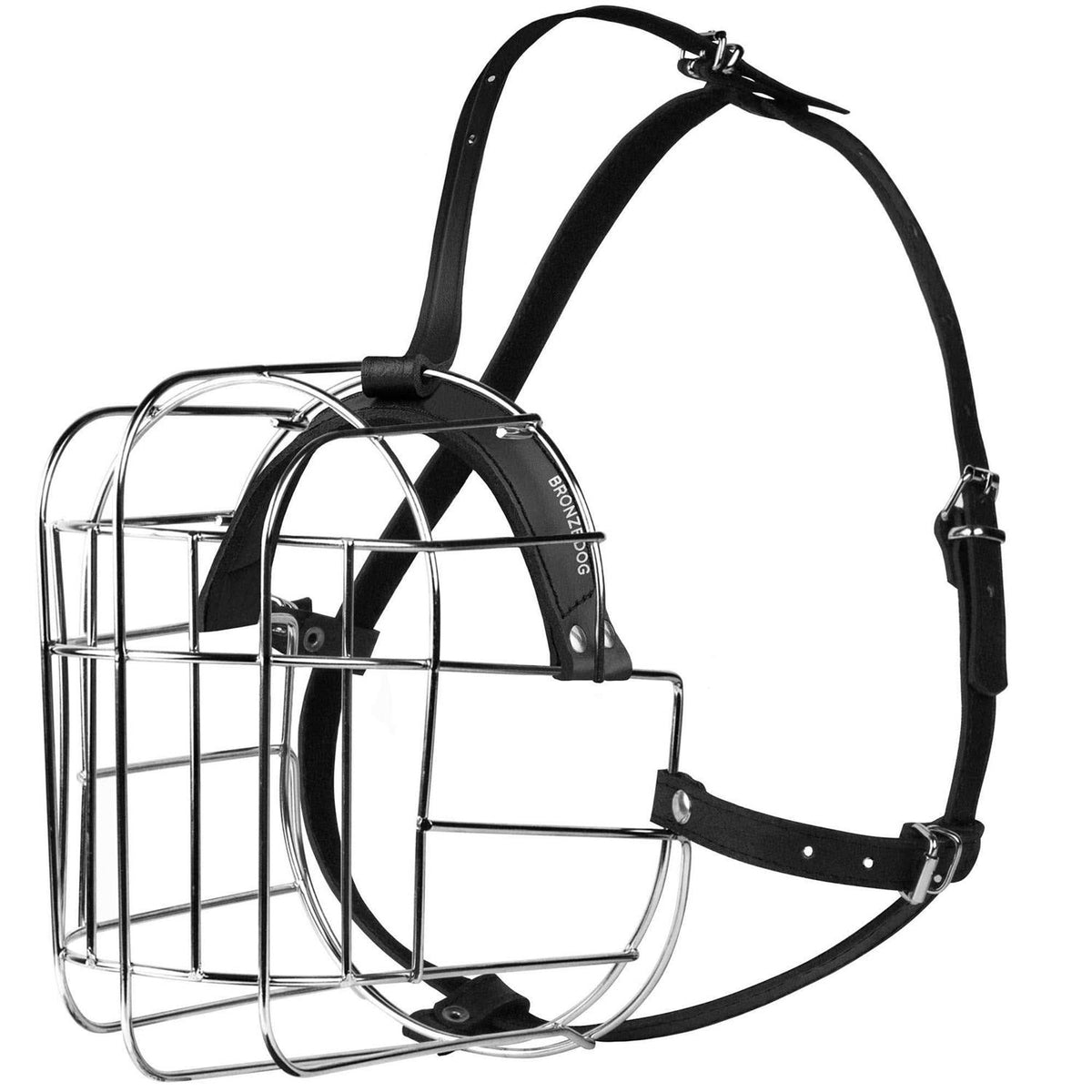 Metal Dog Muzzle Wire Basket with Leather Straps H3034