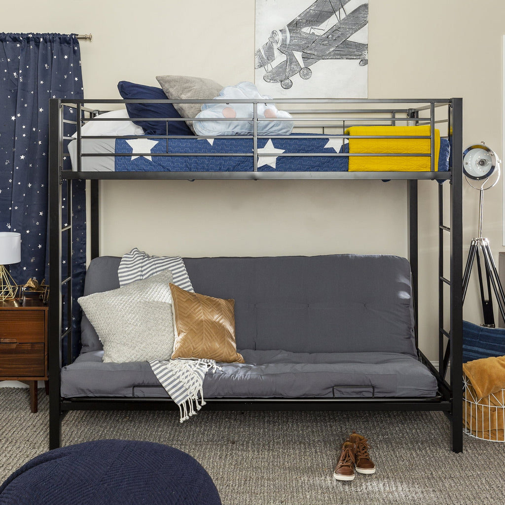 Black Metal Twin Over Futon Bunk Bed I43176