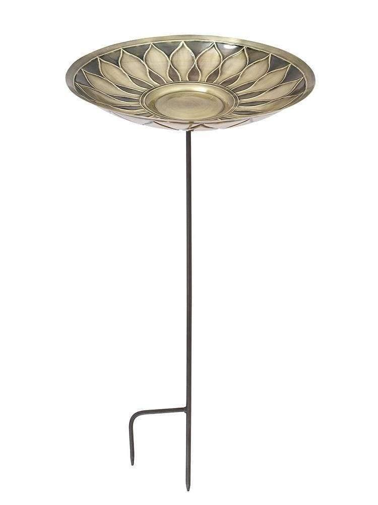 Brass Birdbath with Stake L66222