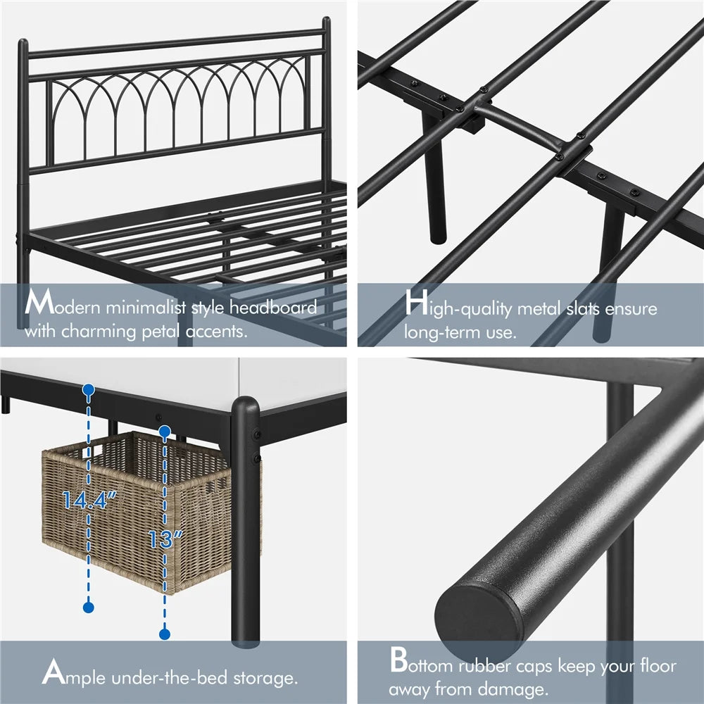 Queen Size Black Metal Platform Bed V717