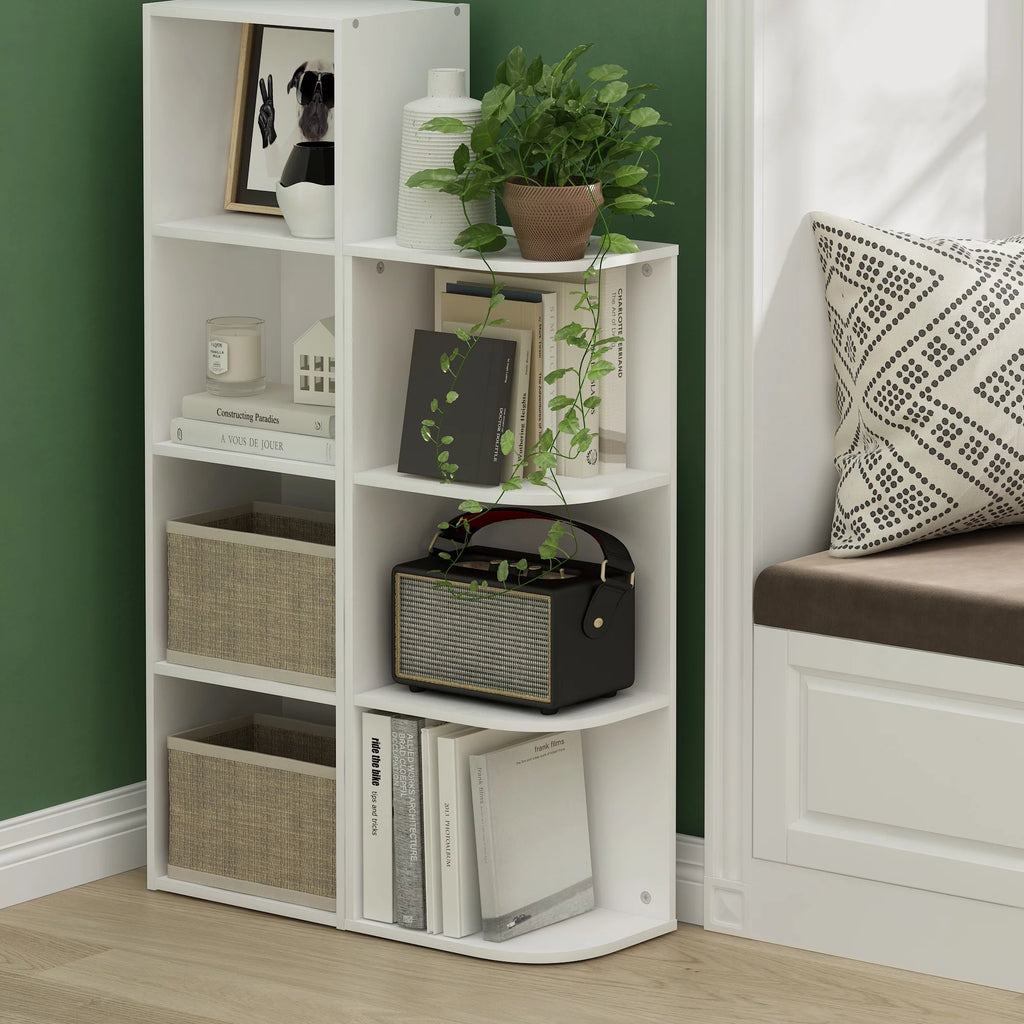 White 3-Tier Corner Open Shelf Bookcase B6407