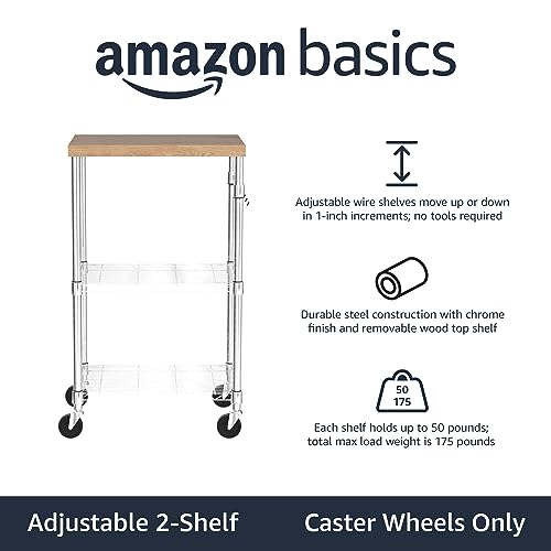 Portable Kitchen 3-Tier Storage Rack on Caster Wheels with Adjustable Shelves S8019