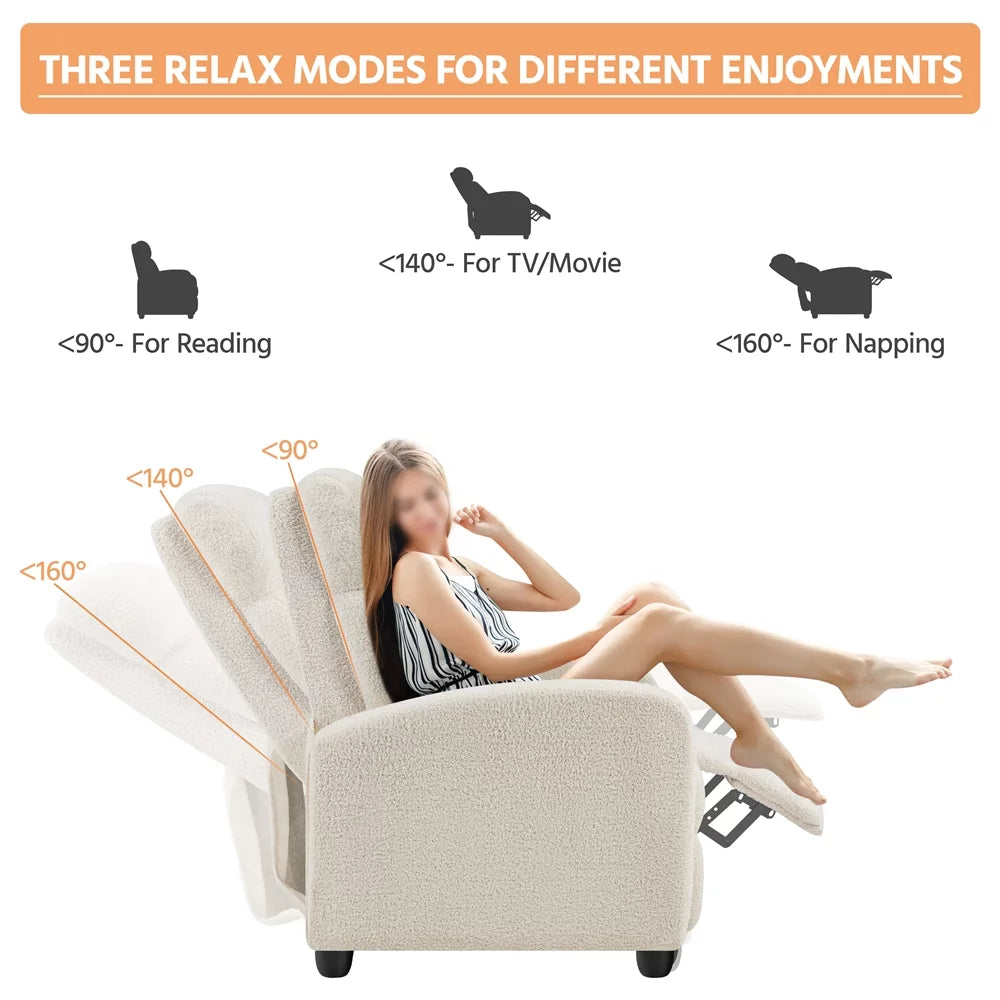 Adjustable Upholstered Boucle Recliner Chair K75402