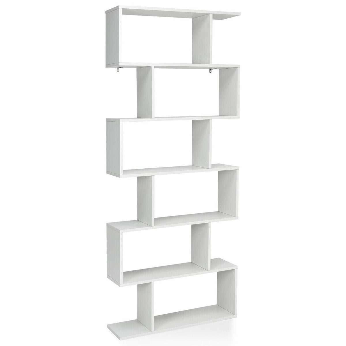 6 Tier S-Shaped White Bookshelf W7461