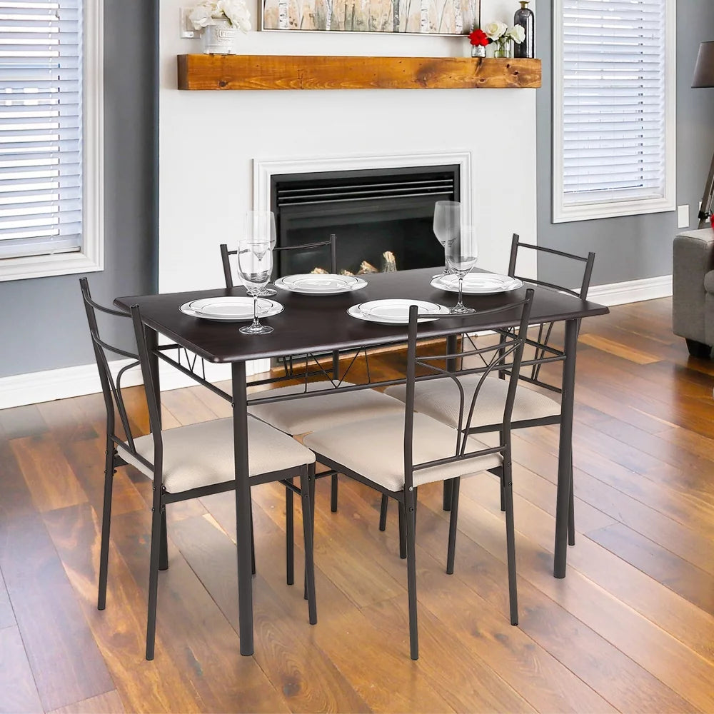 5-Piece Wood & Metal Dining Set M517