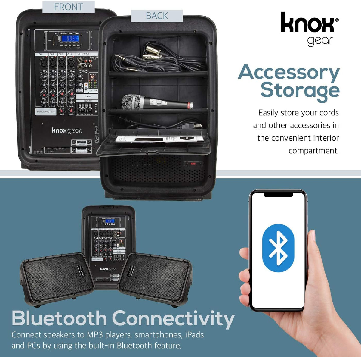 8 Channel Bluetooth PA System with Wired Microphone and Tripods S29626