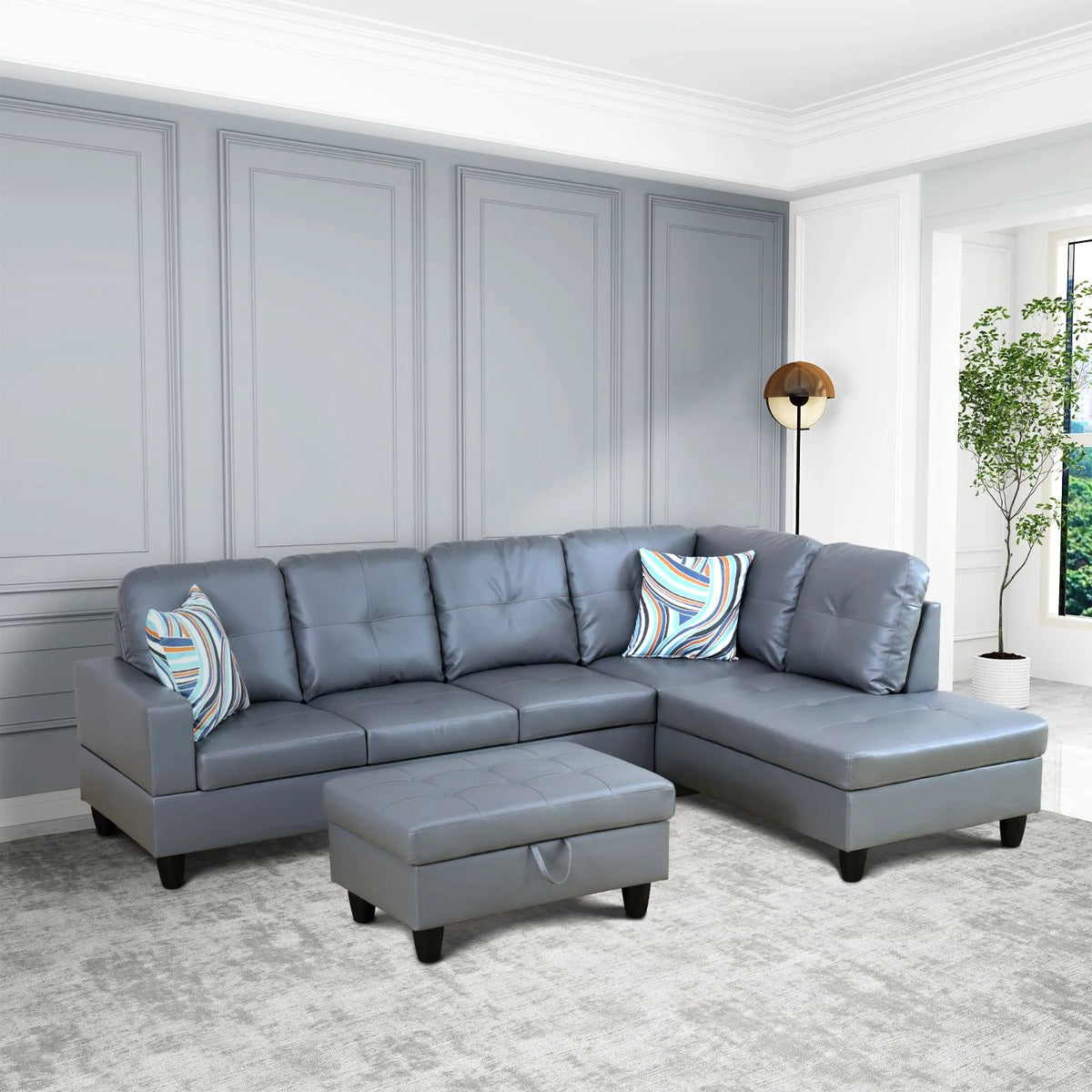 L-Shaped 3-Piece Sectional Sofa Couch Z179