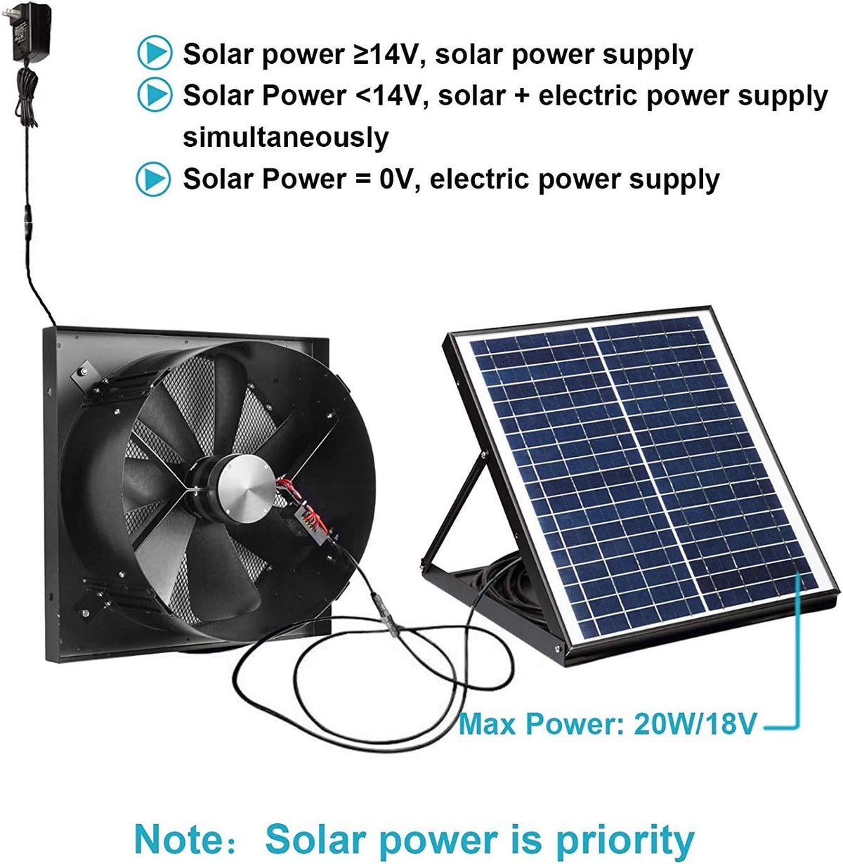 Solar Powered Exhaust Fan with Thermostat X675192