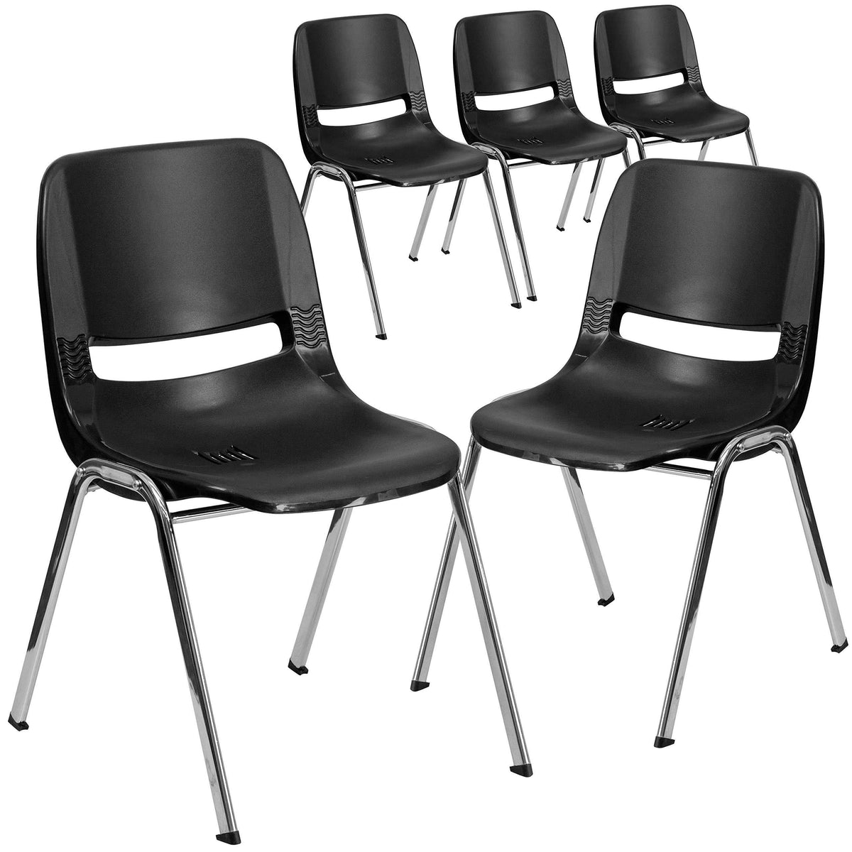 Black Stack Chair with Chrome Frame C260