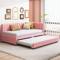 Upholstered Linen Twin Size Daybed with Trundle K149