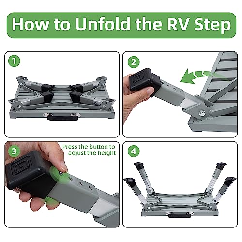 Portable Foldable Anti-Slip Aluminum RV Steps with Handles N470