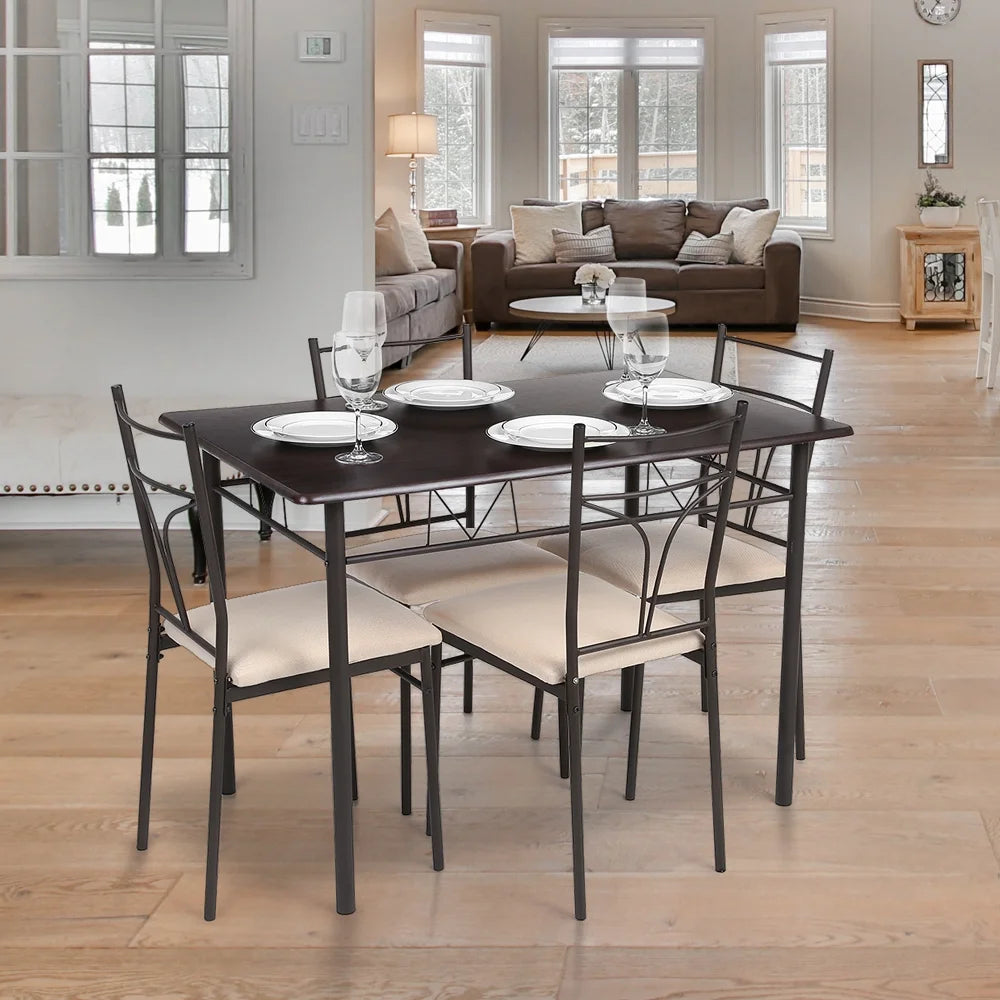 5-Piece Wood & Metal Dining Set M517