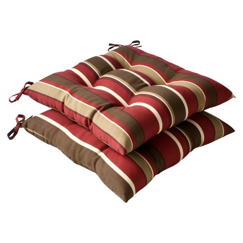 Stripe Indoor/Outdoor Tufted Chair Seat Cushion with Ties, 2 Count D8987